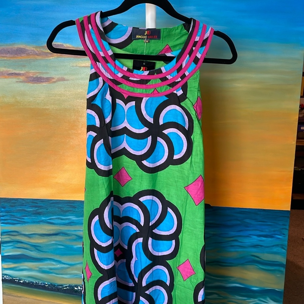 Colorful Boho Sleeveless Midi Sundress with Tie back